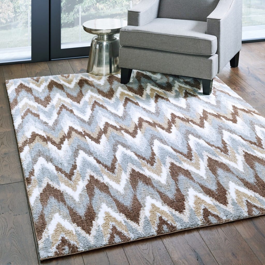 4' X 6' Gray And Taupe Ikat Pattern Area Rug