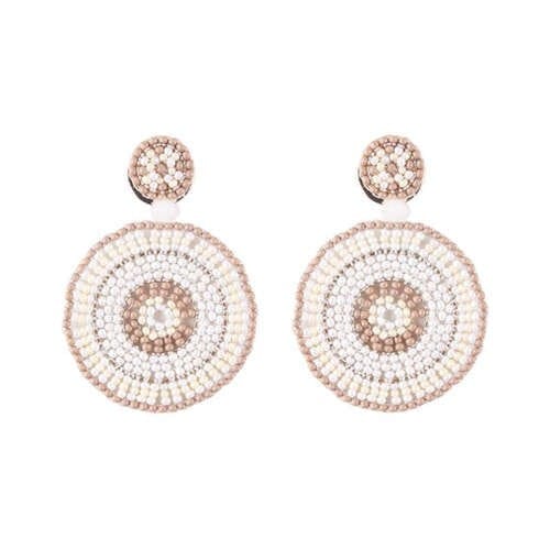 Bohemian Style Mini Beads Round Design High Fashion Women Earrings - White