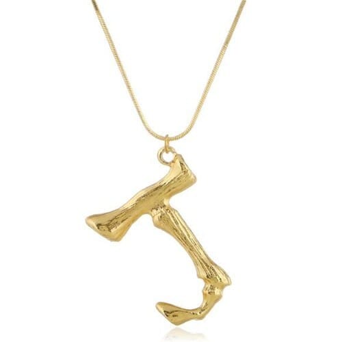Punk High Fashion Alphabets Golden Alloy Costume Necklace - J