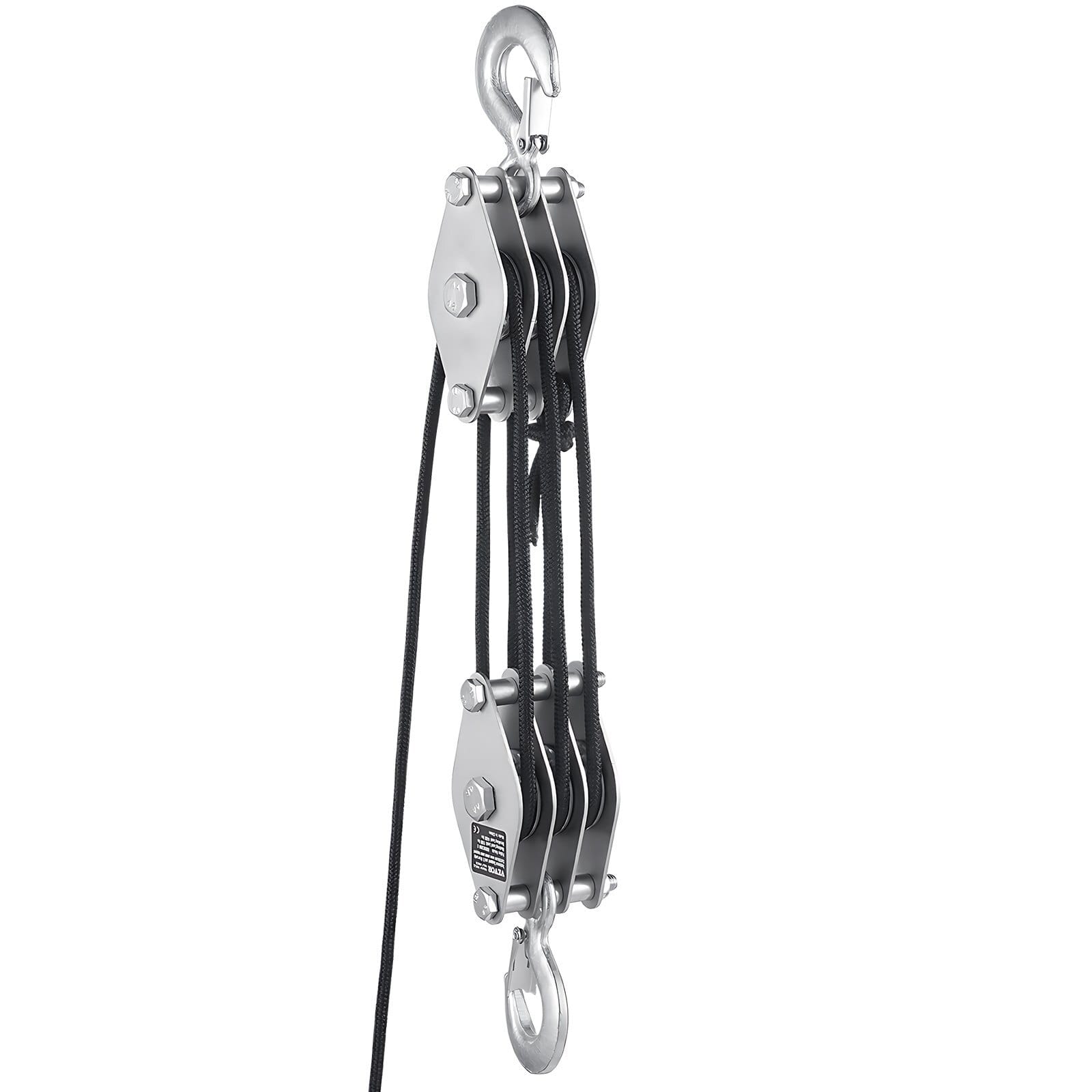 4400 lbs Breaking Strength 100 FT Rope Pulley Hoist, 5:1 Lifting Power Heavy Duty Pulley System with 2pcs Soft Loops, Metal Wheels Bearing Structure, Block and Tackle for Lifting Heavy Objects