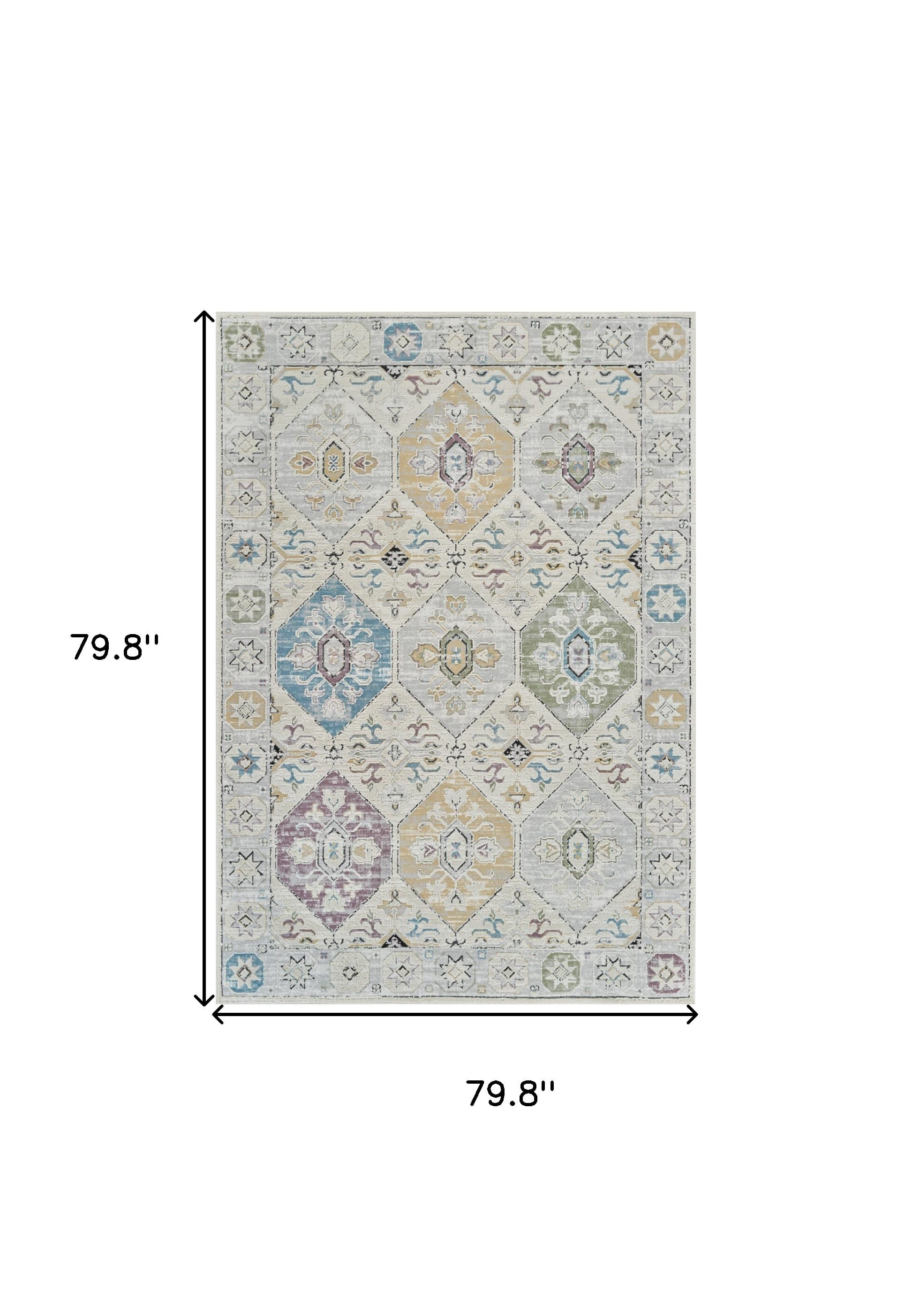 7' X 10' Beige and Gray Abstract Distressed Area Rug
