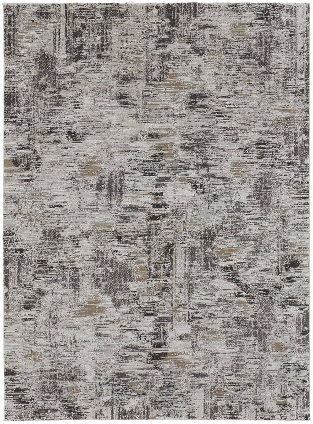 8' X 10' Gray and Ivory Abstract Power Loom Distressed Area Rug