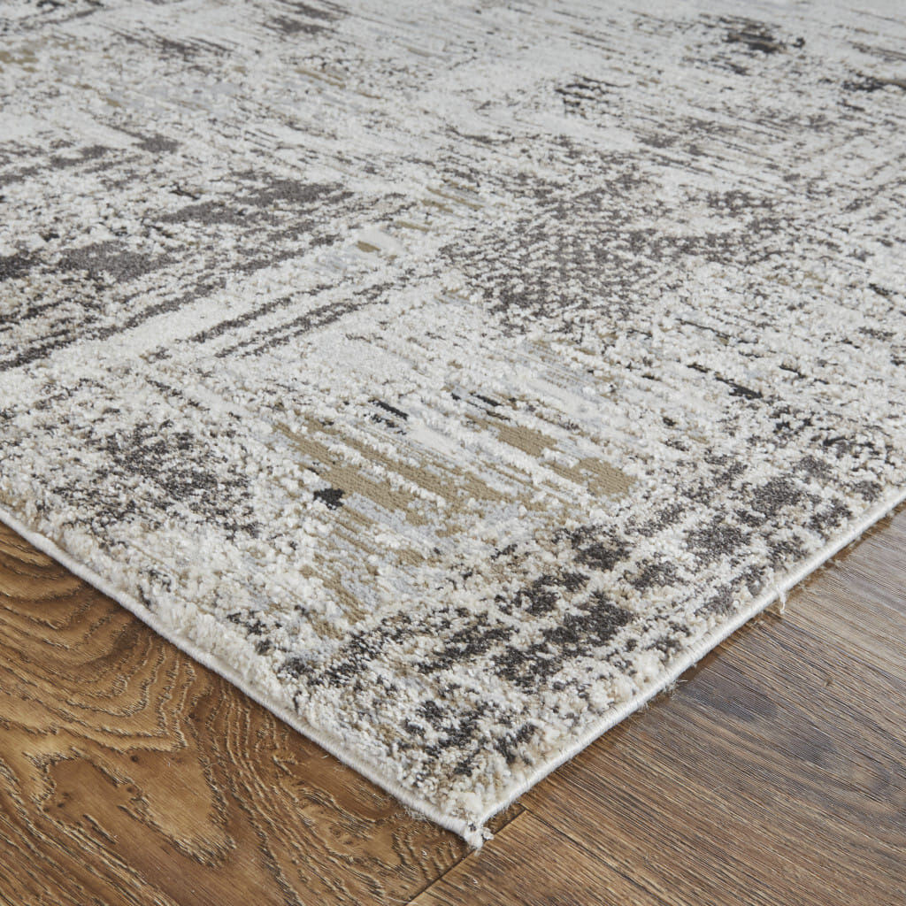 8' X 10' Gray and Ivory Abstract Power Loom Distressed Area Rug