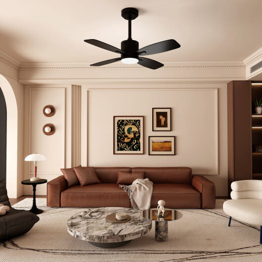 42inch Ceiling Fan with Light and Remote 3CCT LED with Memory 4H Timer 6 Speeds-Black - Color: Black