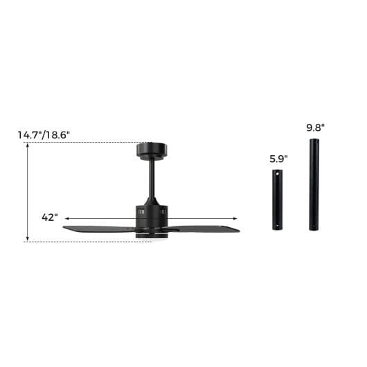 42inch Ceiling Fan with Light and Remote 3CCT LED with Memory 4H Timer 6 Speeds-Black - Color: Black