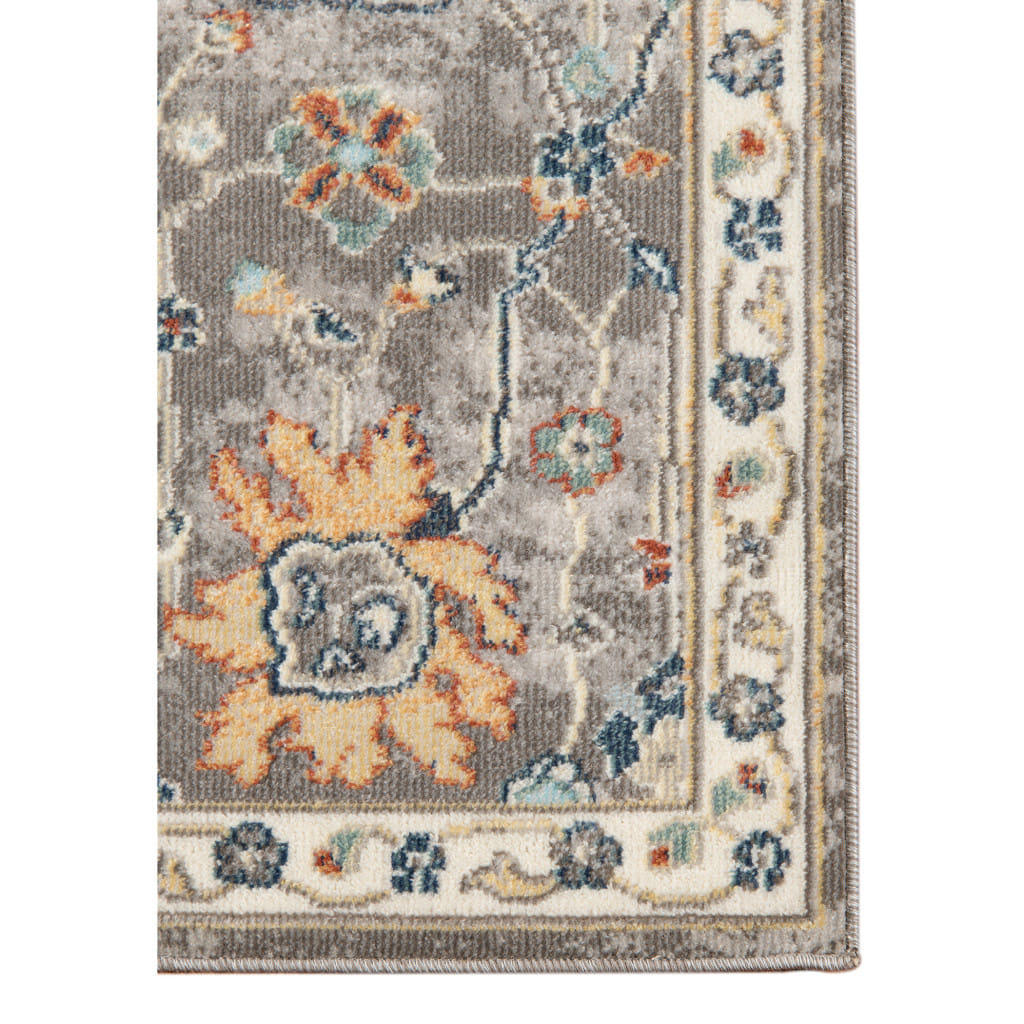 8' X 10' Blue and Orange Floral Stain Resistant Indoor Outdoor Area Rug
