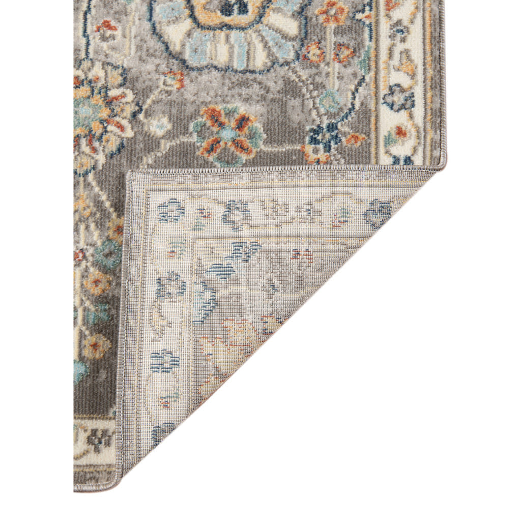8' X 10' Blue and Orange Floral Stain Resistant Indoor Outdoor Area Rug
