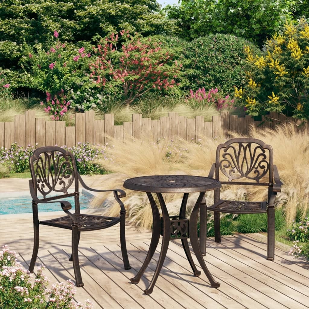 3 Piece Bistro Set Cast Aluminum Bronze