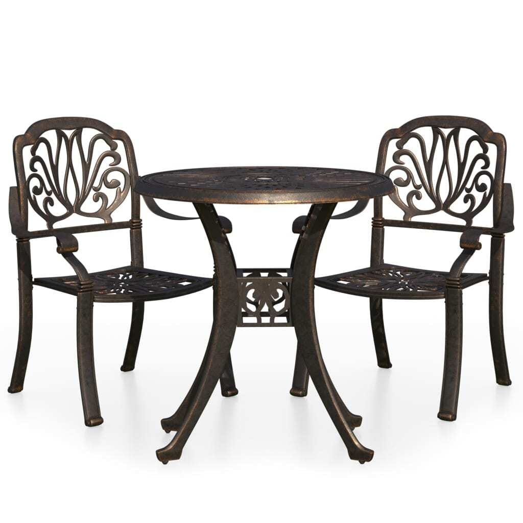 3 Piece Bistro Set Cast Aluminum Bronze