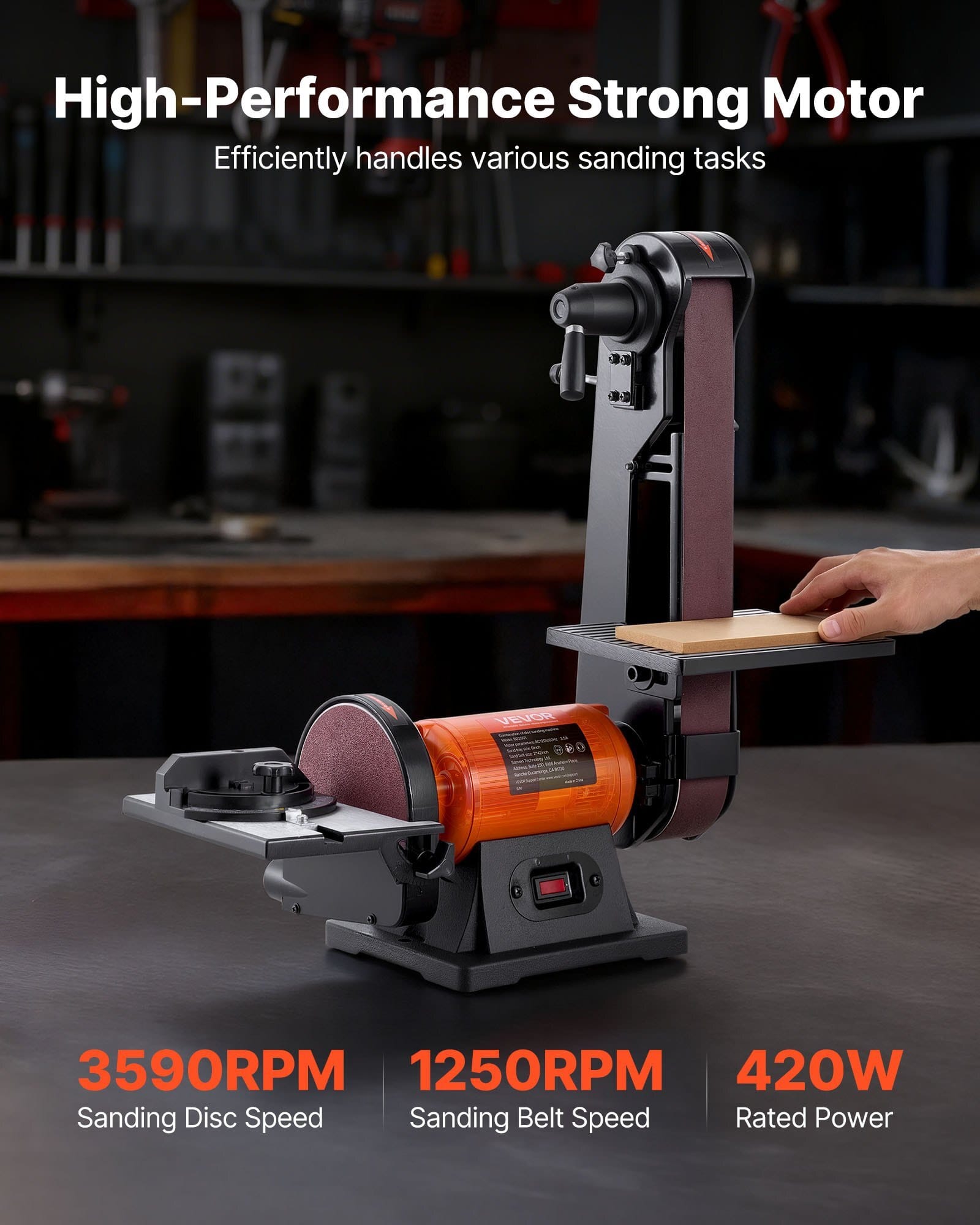 6" Disc Sander & 2" x 42" Belt Sander, 420W Professional Bench Belt Disc Sanders Combo with Multiple Angle Adjustments for DIY Woodworking, Furniture Refinishing, Knife Sharpening