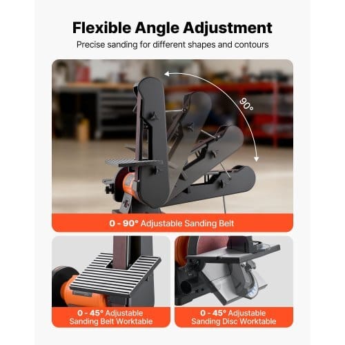 6" Disc Sander & 2" x 42" Belt Sander, 420W Professional Bench Belt Disc Sanders Combo with Multiple Angle Adjustments for DIY Woodworking, Furniture Refinishing, Knife Sharpening