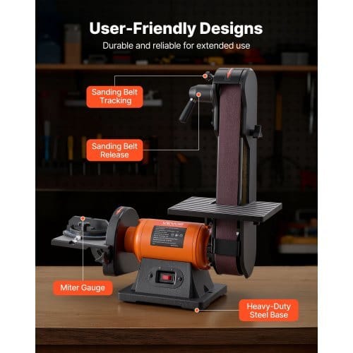 6" Disc Sander & 2" x 42" Belt Sander, 420W Professional Bench Belt Disc Sanders Combo with Multiple Angle Adjustments for DIY Woodworking, Furniture Refinishing, Knife Sharpening