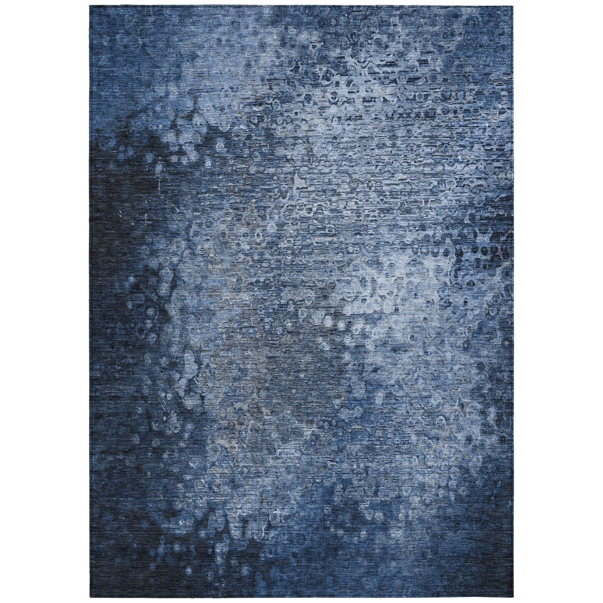 5' X 8' Blue Washable Non Skid Indoor Outdoor Area Rug