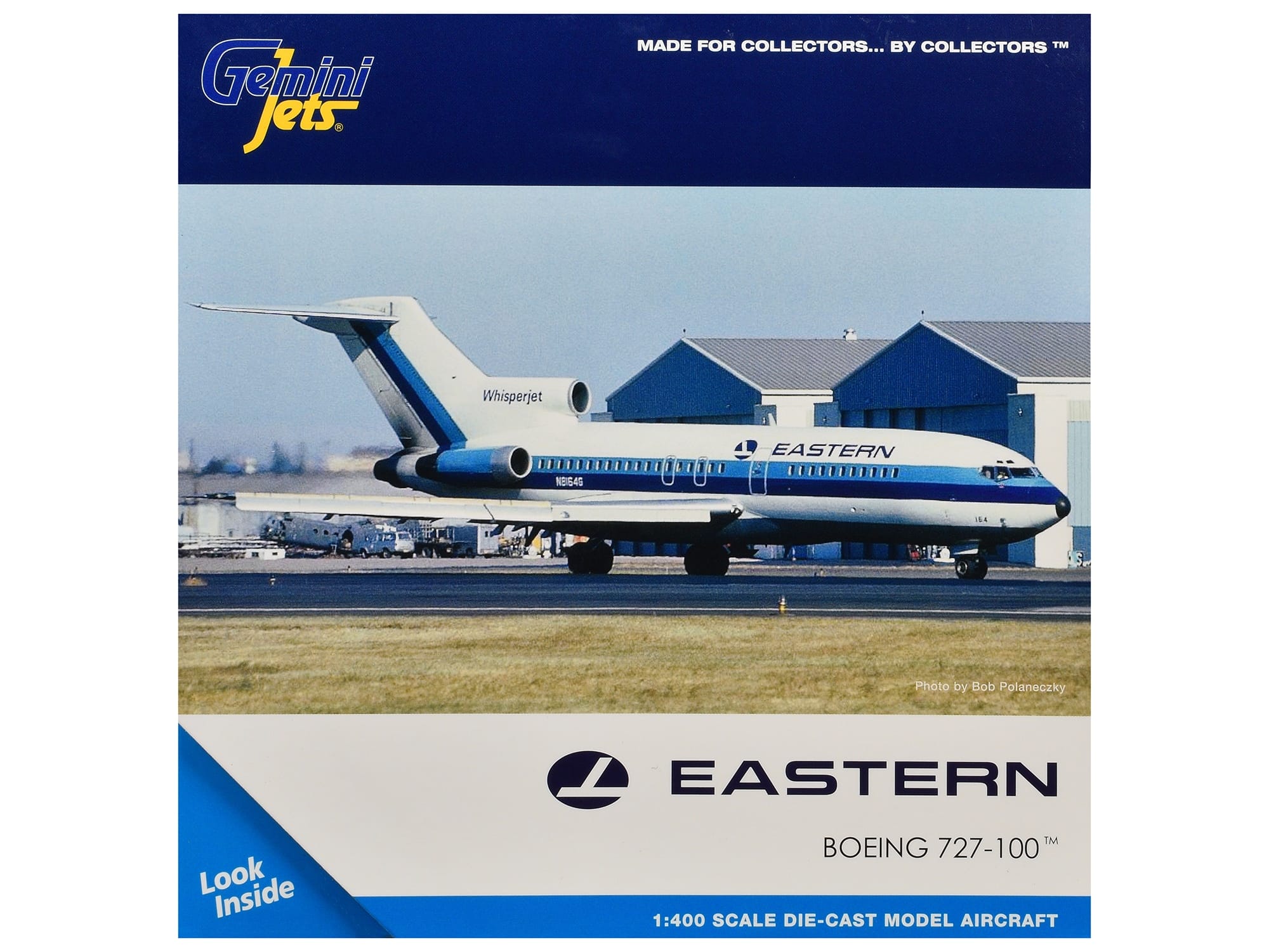 Boeing 727-100 Commercial Aircraft "Eastern Air Lines" (N8164G) White with Blue Stripes 1/400 Diecast Model Airplane by GeminiJets