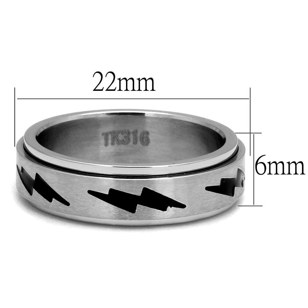 TK2926 - High polished (no plating) Stainless Steel Ring with Epoxy in Jet