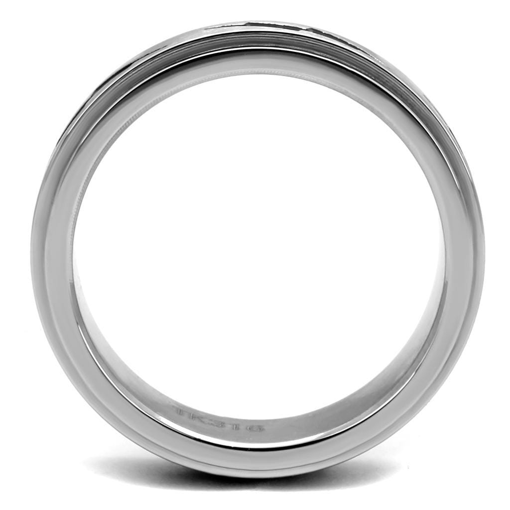 TK2926 - High polished (no plating) Stainless Steel Ring with Epoxy in Jet