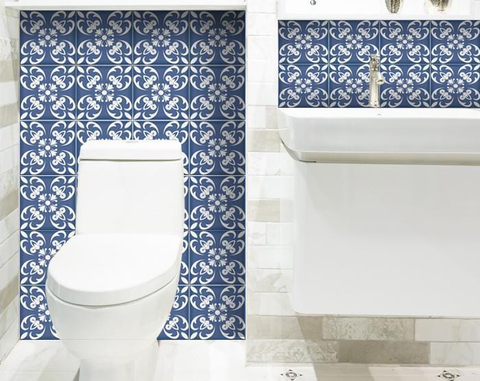 6" X 6" Wedgwood Blue And White Peel And Stick Removable Tiles