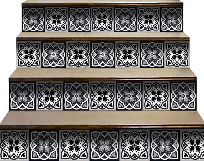 6" X 6" Black White And Gray Baz Peel And Stick Removable Tiles