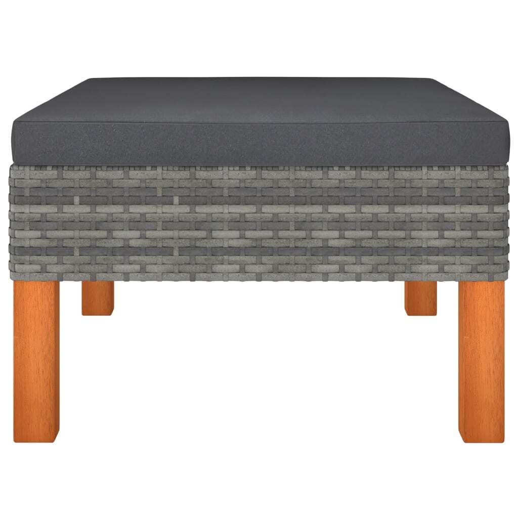 3 Piece Patio Lounge Set Poly Rattan and Solid Eucalyptus Wood