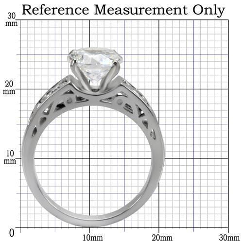 TK069 - High polished (no plating) Stainless Steel Ring with AAA Grade CZ in Clear
