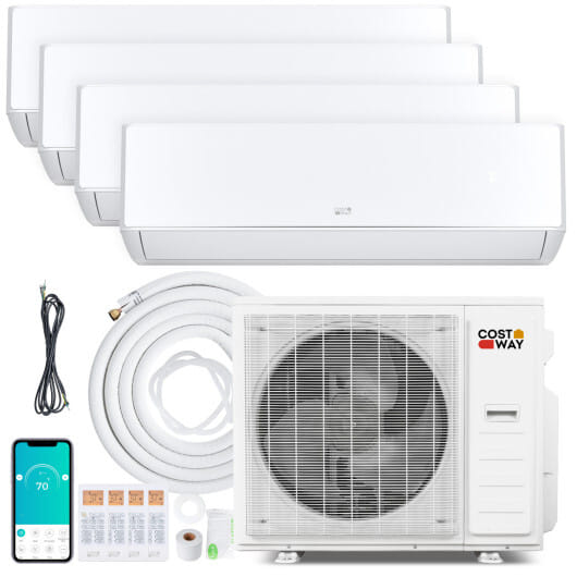 X-Pro 35000 BTU 4 Zone 22.5 SEER2 Mini Split AC with Heat Pump-9K + 9K + 9K + 12K - Color: White - Size: 9K + 9K + 9K + 12K