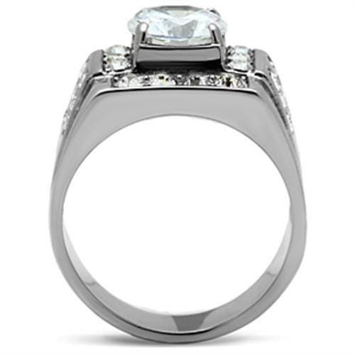 TK348 - High polished (no plating) Stainless Steel Ring with AAA Grade CZ in Clear