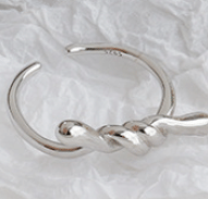 Simple Twisted Wave 925 Sterling Silver Adjustable Ring