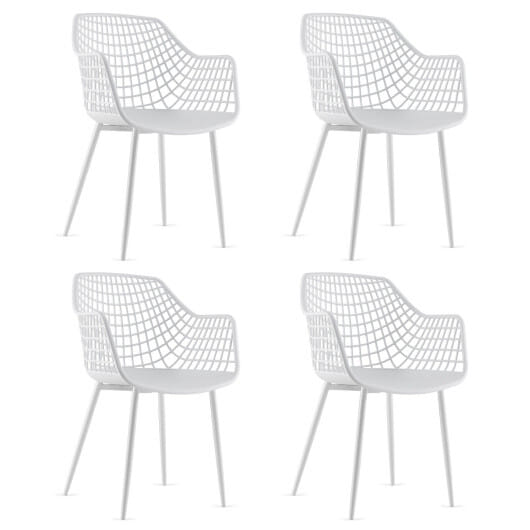 Set of 4 Heavy Duty Modern Dining Chair with Airy Hollow Backrest-Black