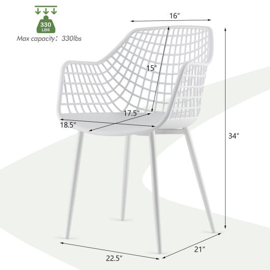Set of 4 Heavy Duty Modern Dining Chair with Airy Hollow Backrest-Black