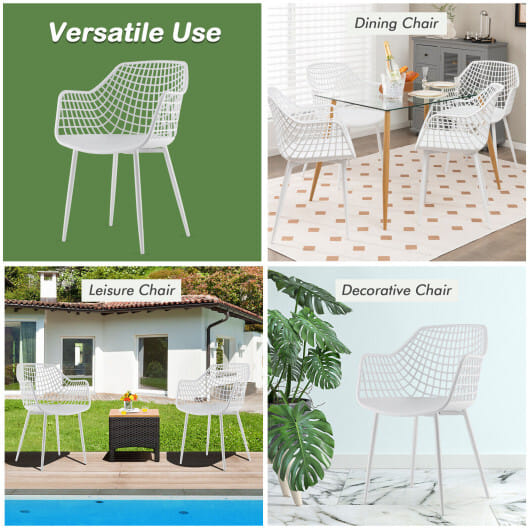 Set of 4 Heavy Duty Modern Dining Chair with Airy Hollow Backrest-Black