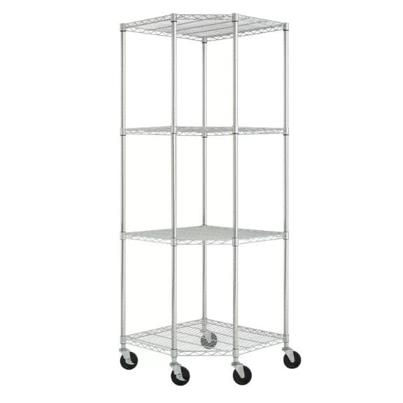 Heavy Duty 4-Tier Corner Storage Rack Shelving Unit with Casters