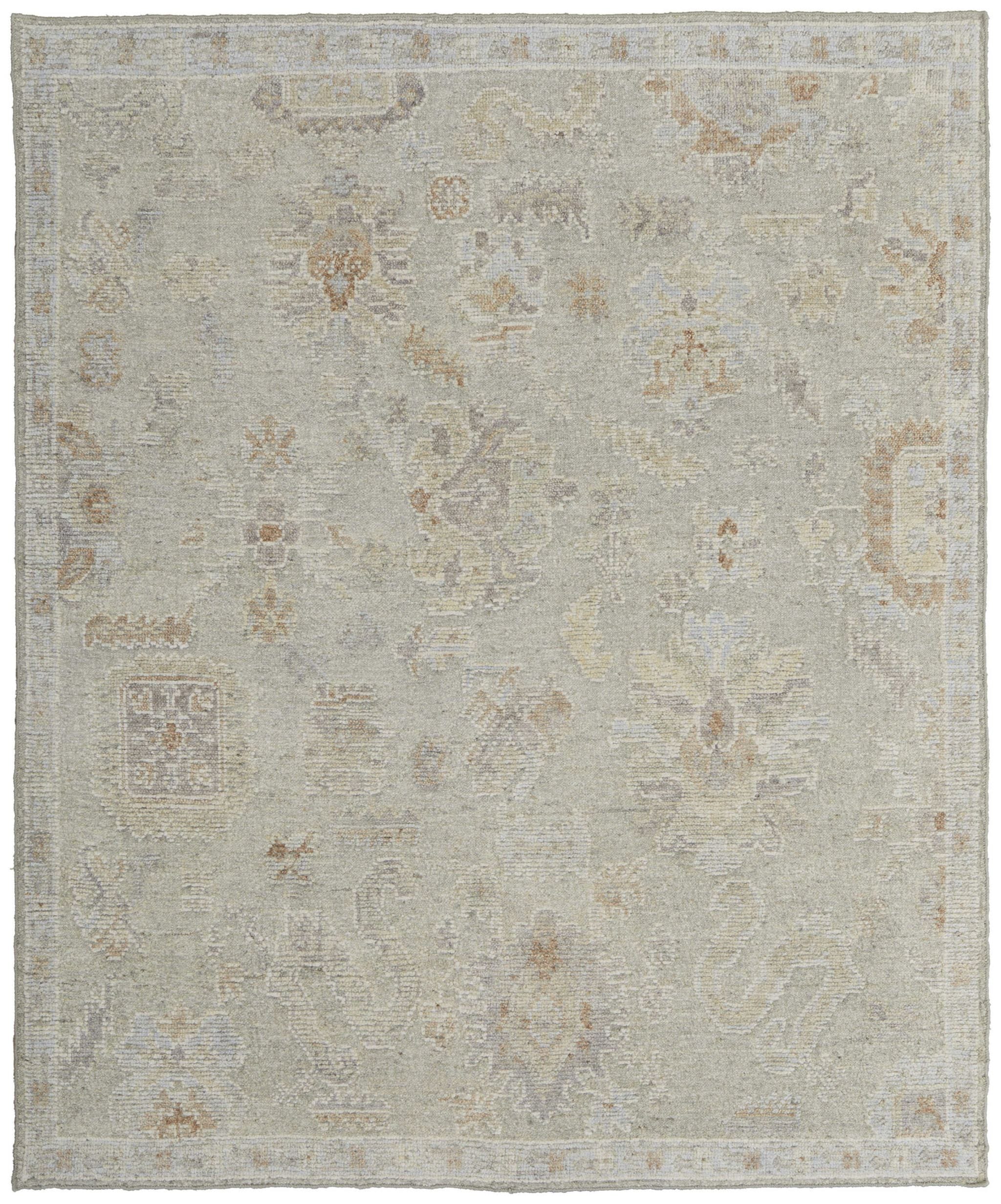 9' X 13' Gray and Brown Wool Floral Hand Knotted Area Rug