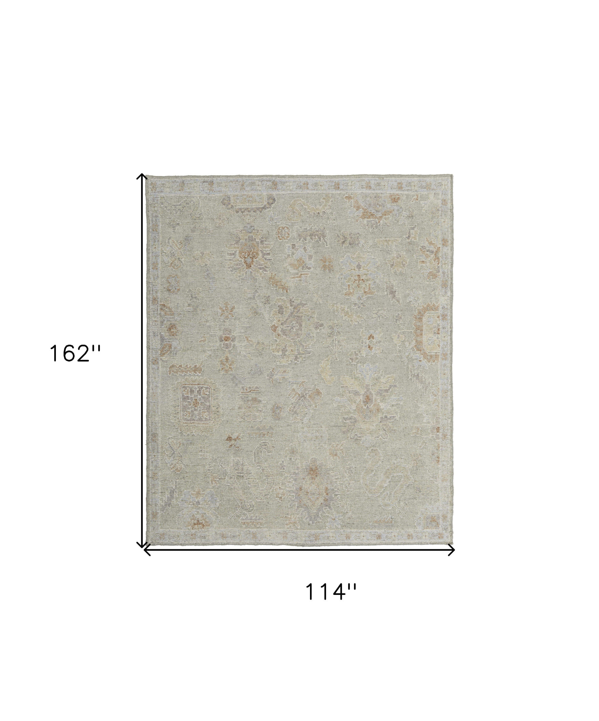 9' X 13' Gray and Brown Wool Floral Hand Knotted Area Rug