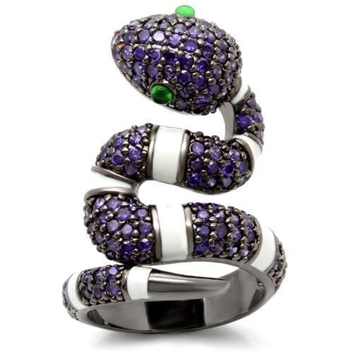 0W184 - Ruthenium Brass Ring with AAA Grade CZ in Multi Color