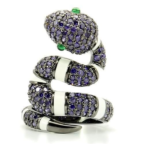 0W184 - Ruthenium Brass Ring with AAA Grade CZ in Multi Color