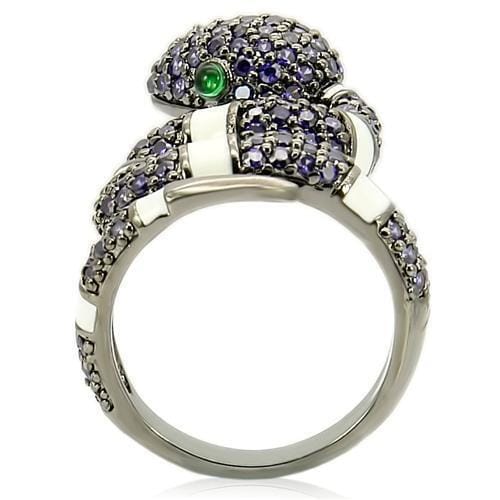 0W184 - Ruthenium Brass Ring with AAA Grade CZ in Multi Color