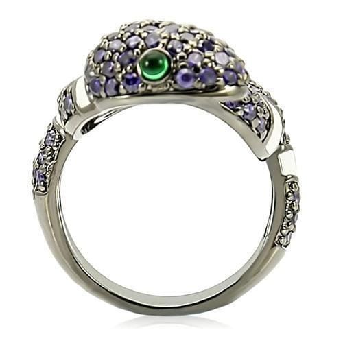 0W184 - Ruthenium Brass Ring with AAA Grade CZ in Multi Color