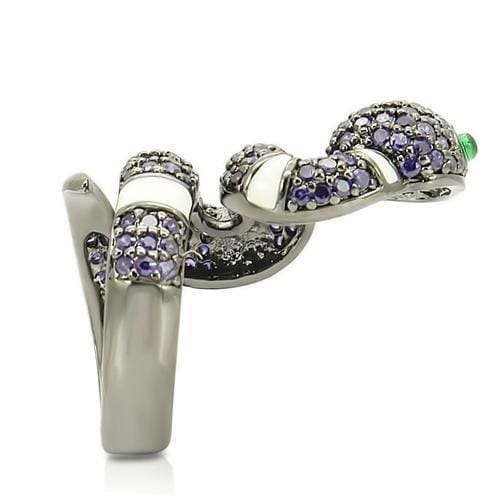 0W184 - Ruthenium Brass Ring with AAA Grade CZ in Multi Color