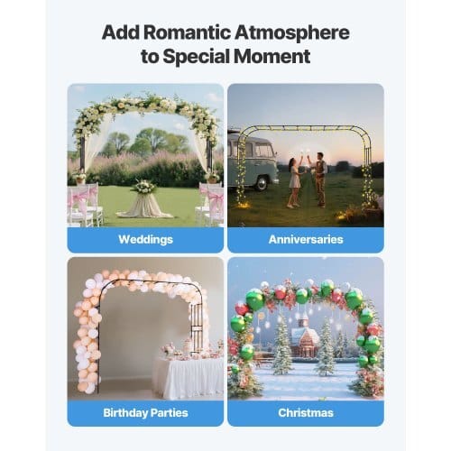 Garden Arbor, 94.5 (H) x 126 (W) x 15.8 (D) in Metal Archway, Sturdy Outdoor Trellis Arch with Stakes, Easy to Assemble, Pergola Arbor for Plant Climbing Yard Lawn Wedding Party Decoration