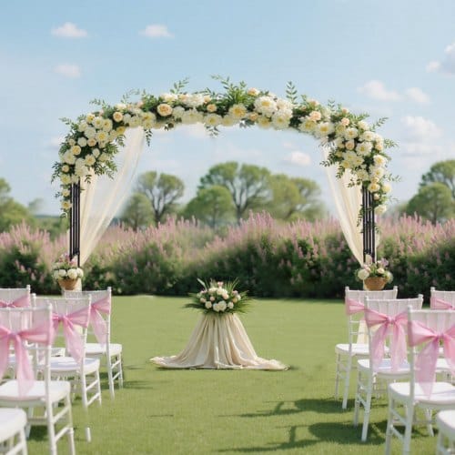Garden Arbor, 94.5 (H) x 126 (W) x 15.8 (D) in Metal Archway, Sturdy Outdoor Trellis Arch with Stakes, Easy to Assemble, Pergola Arbor for Plant Climbing Yard Lawn Wedding Party Decoration