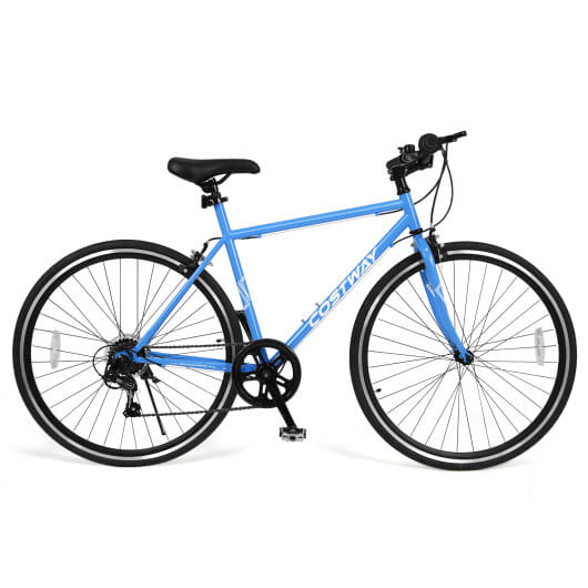 26 Inch Mountain Bike Adjustable with 6-Speed and All-terrain Rubber Wheels-Blue - Color: Blue - Size: 26 inches