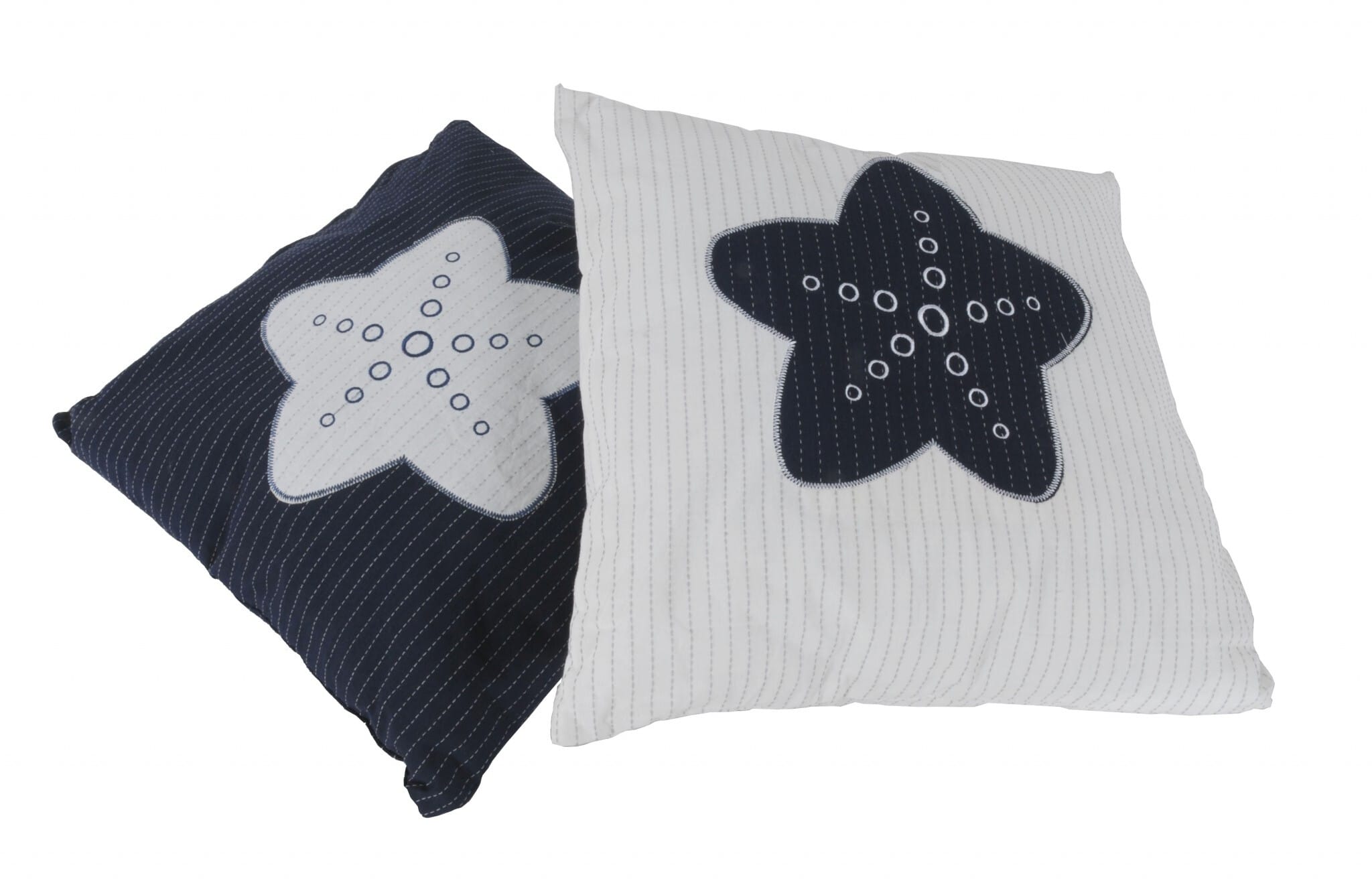 17" Blue and White Linen Throw Pillow