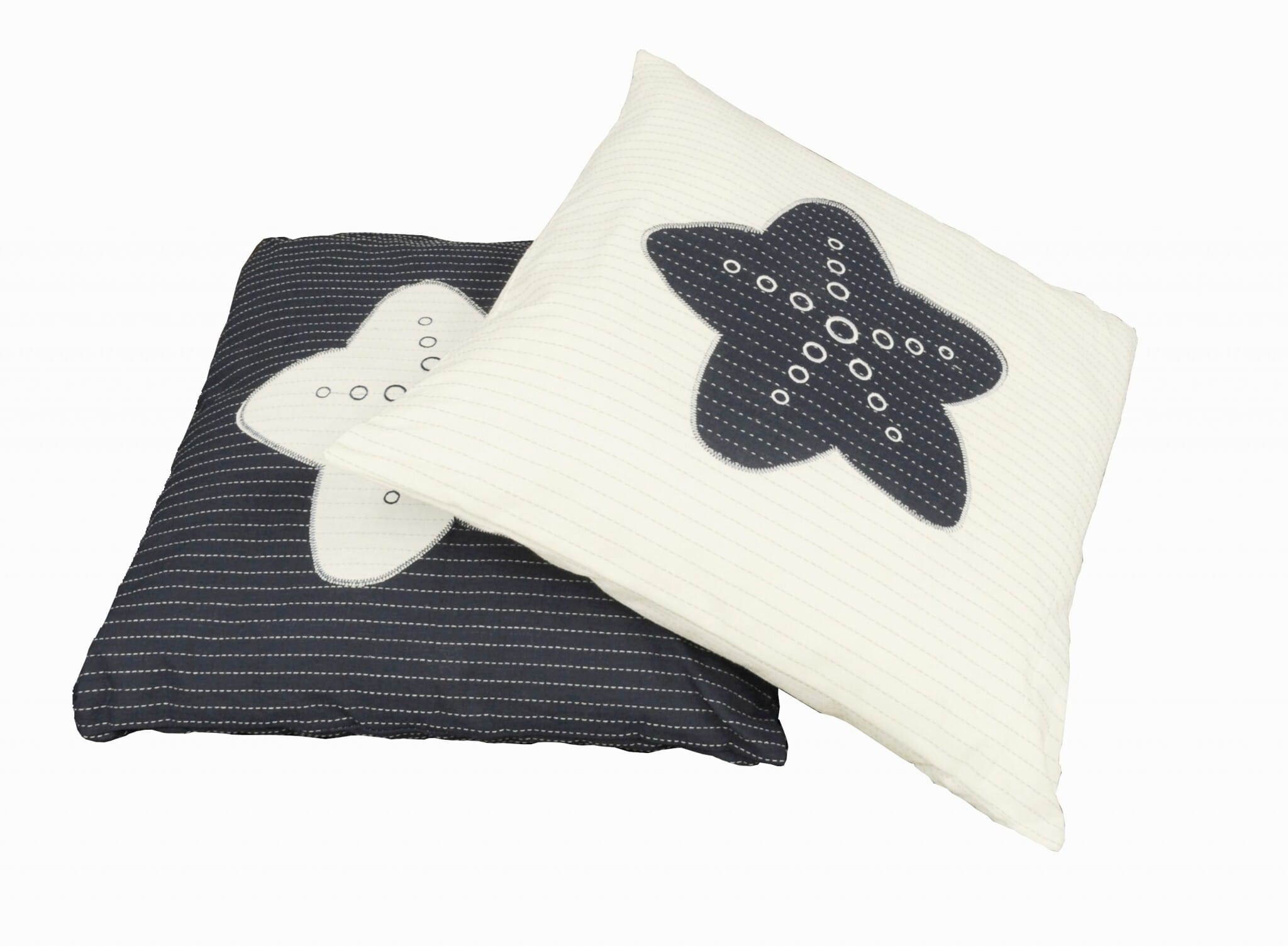 17" Blue and White Linen Throw Pillow