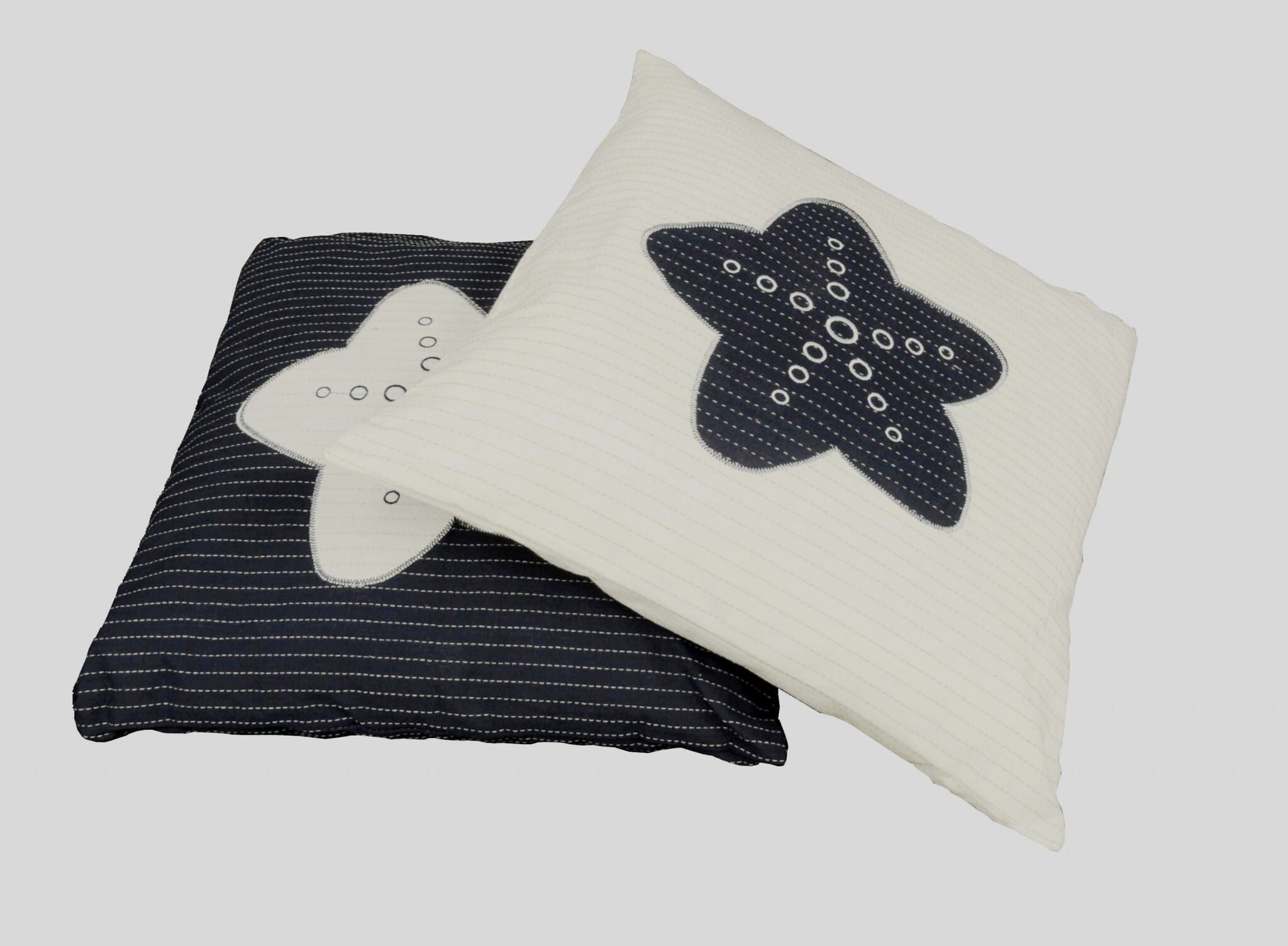 17" Blue and White Linen Throw Pillow