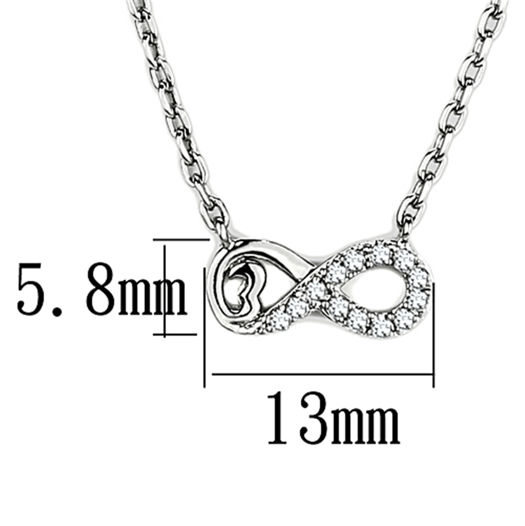 3W418 - Rhodium Brass Necklace with AAA Grade CZ in Clear