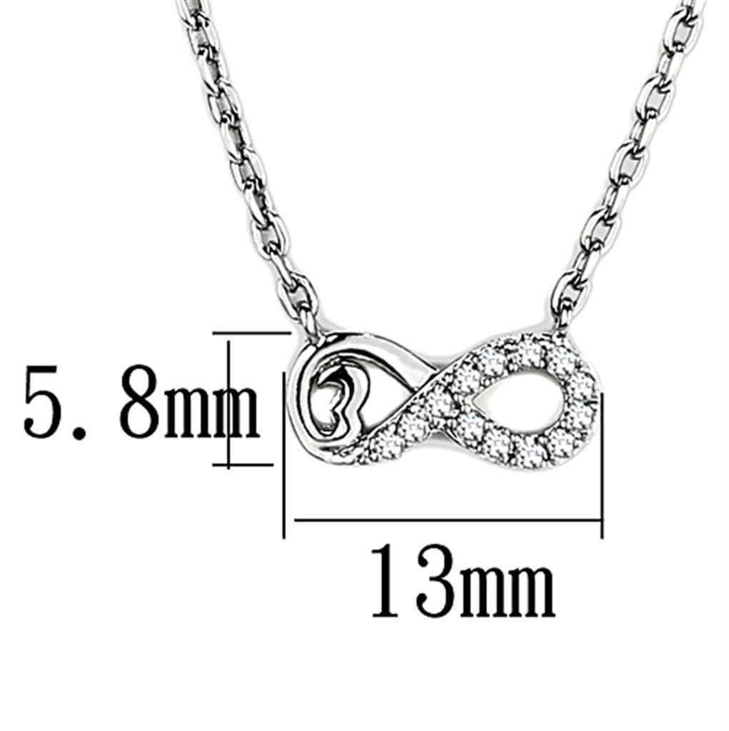 3W418 - Rhodium Brass Necklace with AAA Grade CZ in Clear