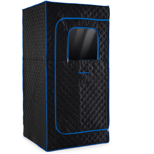 Portable Steam Sauna Box with 3L/1200W Fast-Heat Steamer and 15-Level Temperature-Blue - Color: Blue