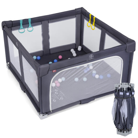 Large Baby Playpen BPA-Free Foldable Toddlers Safety Fence Play Yard-Dark Grey - Color: Dark Gray