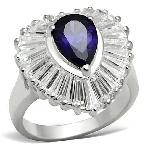 SS004 - Silver 925 Sterling Silver Ring with AAA Grade CZ in Tanzanite