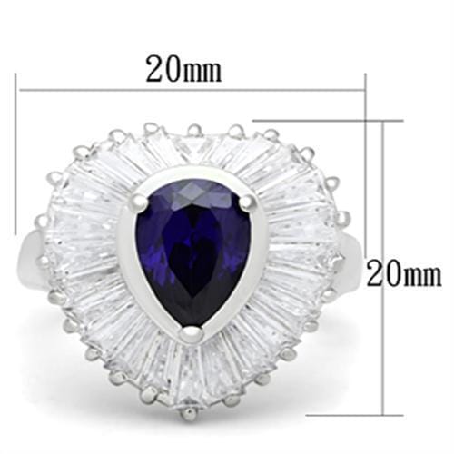 SS004 - Silver 925 Sterling Silver Ring with AAA Grade CZ in Tanzanite